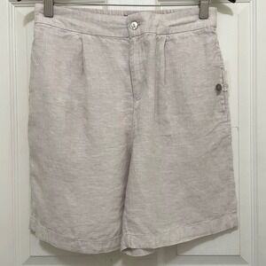 NEW Tahari 100% Linen Shorts European Grown Flax Medium Minimalist Coastal 7"